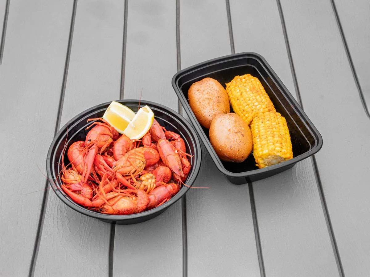 Cajun Crawfish Combo Corn Potato To Go — Froggy's TX Southern Seafood