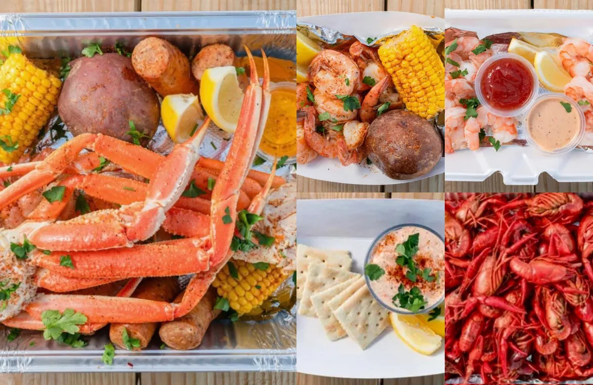 Froggys Cajun Seafood Variety Collage — Froggy's TX Southern Seafood